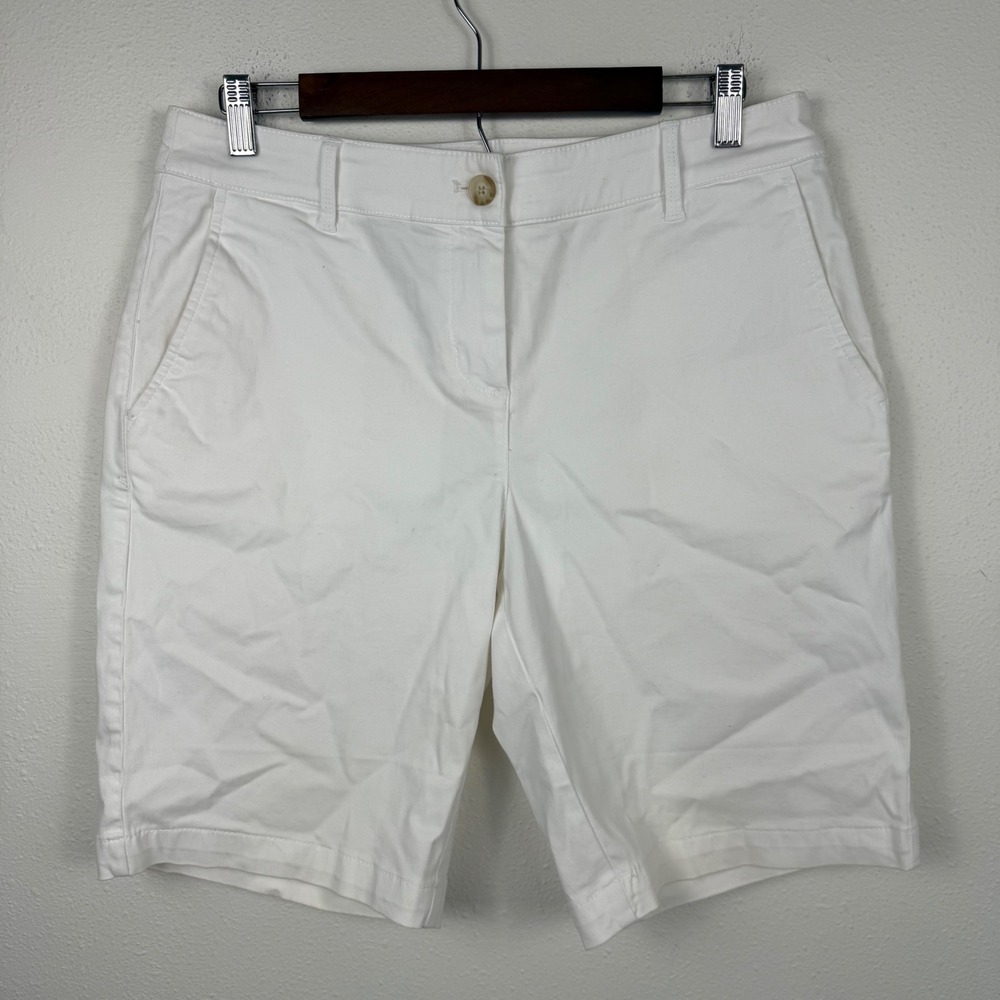 Tommy Bahama Womens White Chino Bermuda Shorts Size 10 Stretch‎ Cotton Tencel